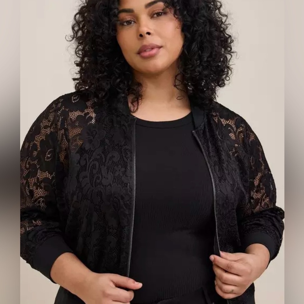 Torrid Black Lace Bomber size 1